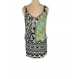 100% SILK Tracy Reese Plenty boho geometric print sleeveless mini dress S